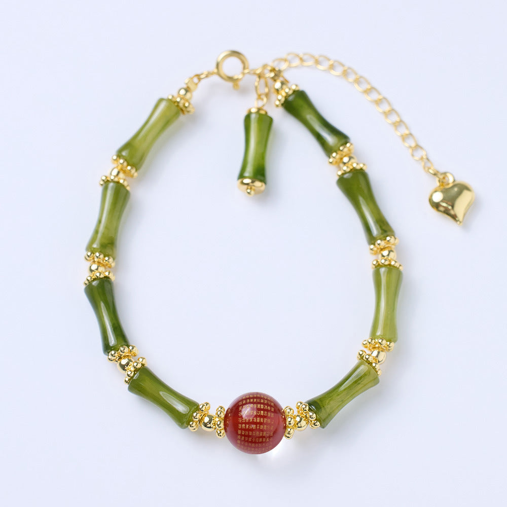 Agate Heart Sutra Crystal Bracelet Simple