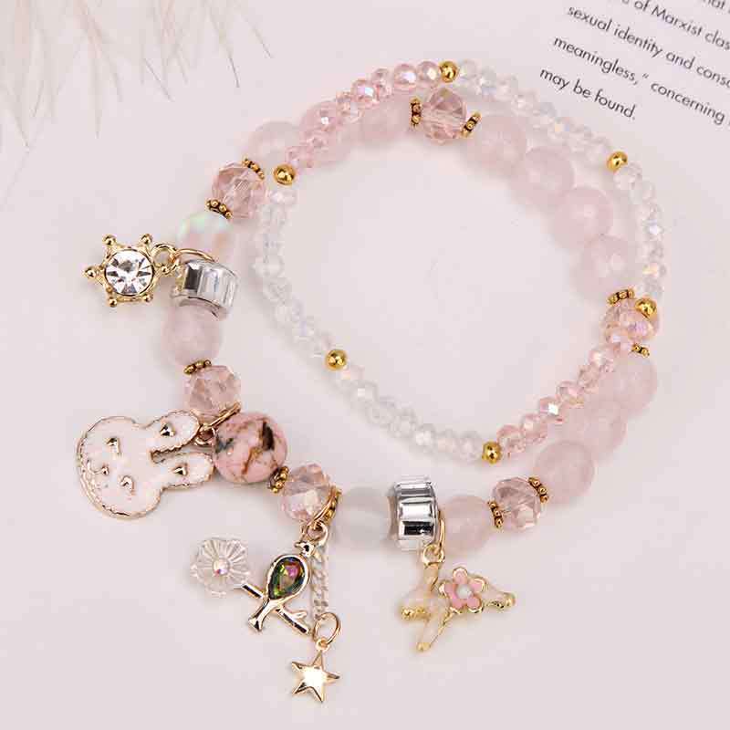 Fashion Crystal Bracelet Cartoon Rabbit Pendant