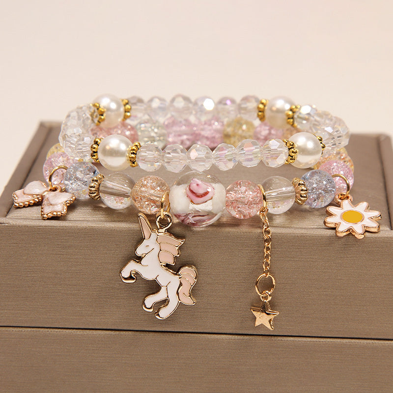 Small And Cute Rabbit Flower Crystal Bracelet Bracelet