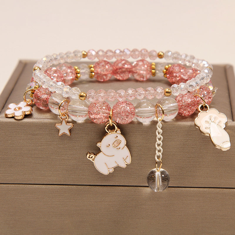 Small And Cute Rabbit Flower Crystal Bracelet Bracelet