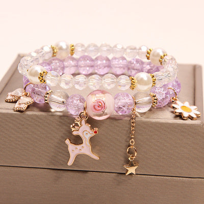 Small And Cute Rabbit Flower Crystal Bracelet Bracelet