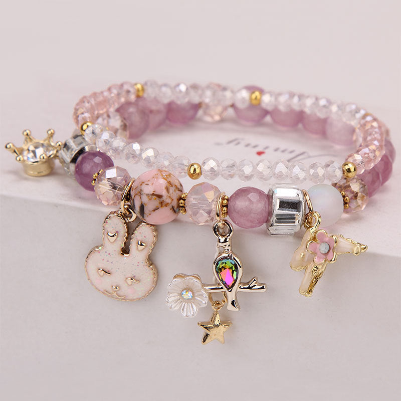 Fashion Crystal Bracelet Cartoon Rabbit Pendant