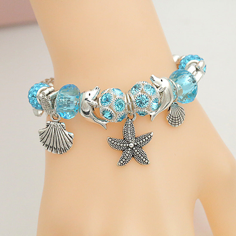Ocean Wind Starfish Pendant Bracelet Crystal Bracelet With Diamonds