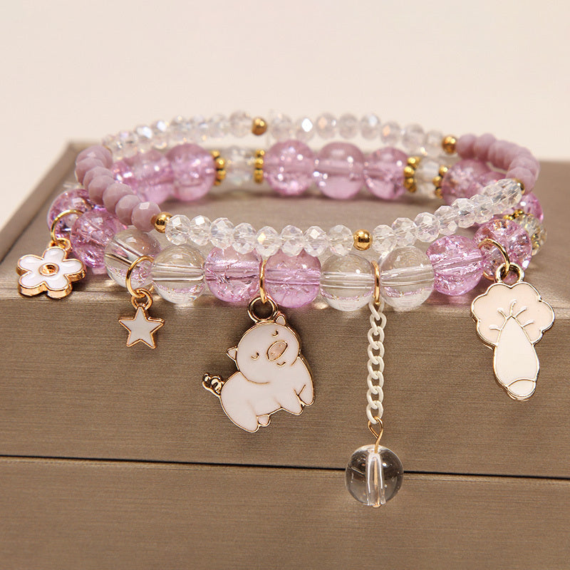 Small And Cute Rabbit Flower Crystal Bracelet Bracelet
