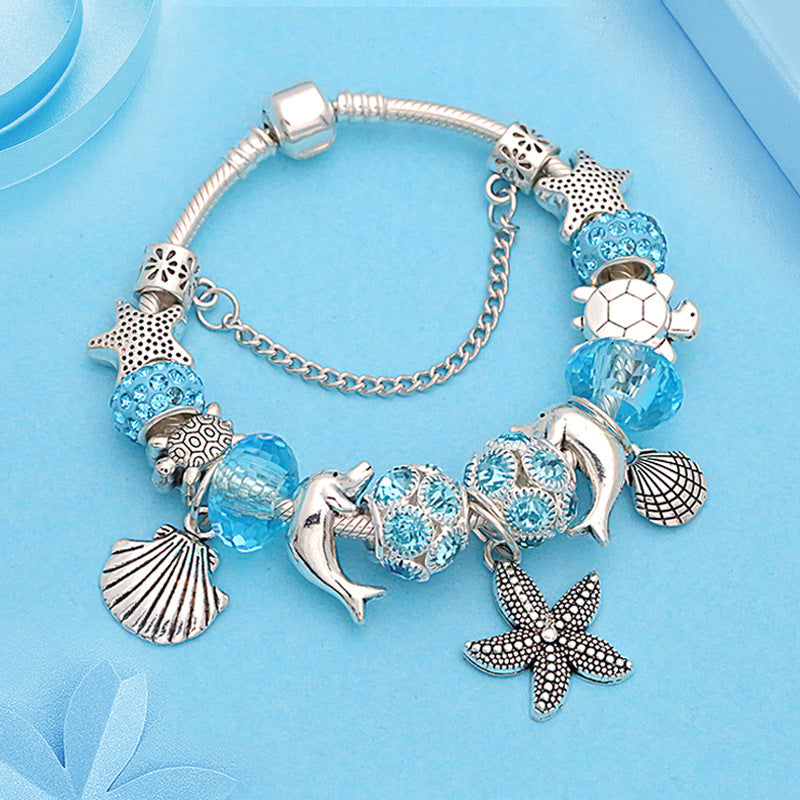 Ocean Wind Starfish Pendant Bracelet Crystal Bracelet With Diamonds
