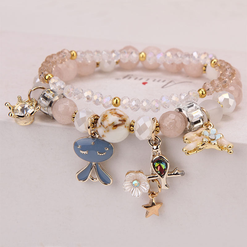 Fashion Crystal Bracelet Cartoon Rabbit Pendant