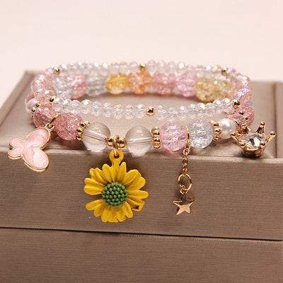 Small And Cute Rabbit Flower Crystal Bracelet Bracelet