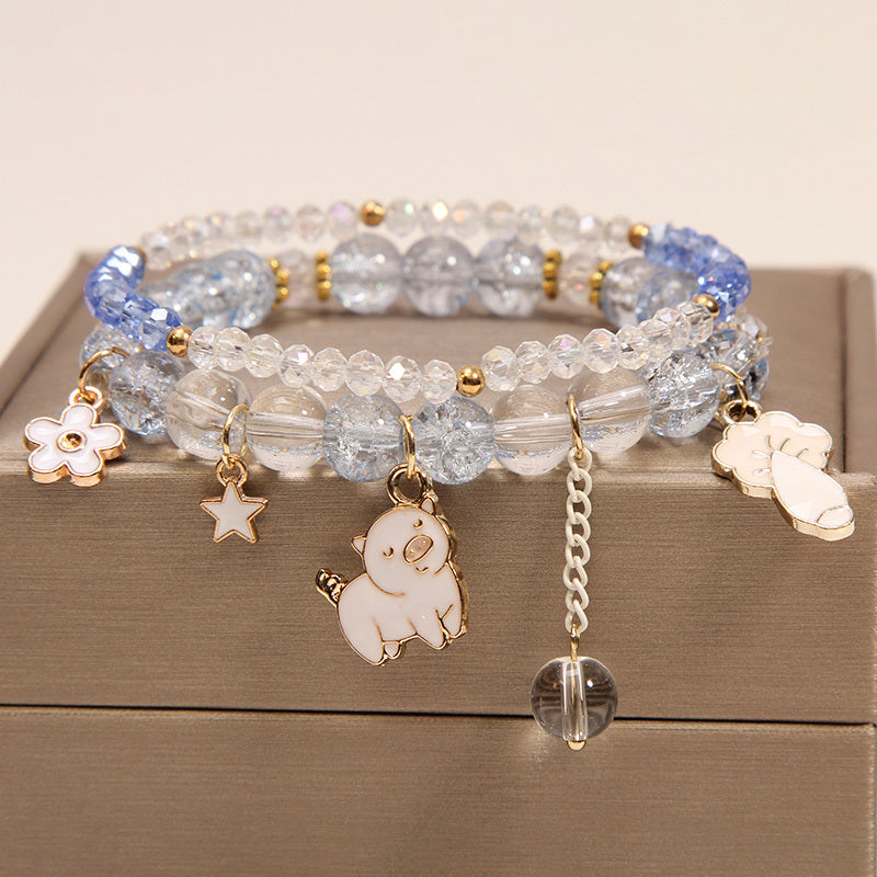 Small And Cute Rabbit Flower Crystal Bracelet Bracelet