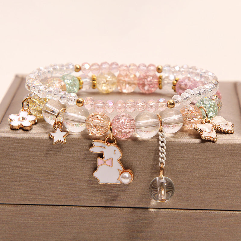 Small And Cute Rabbit Flower Crystal Bracelet Bracelet