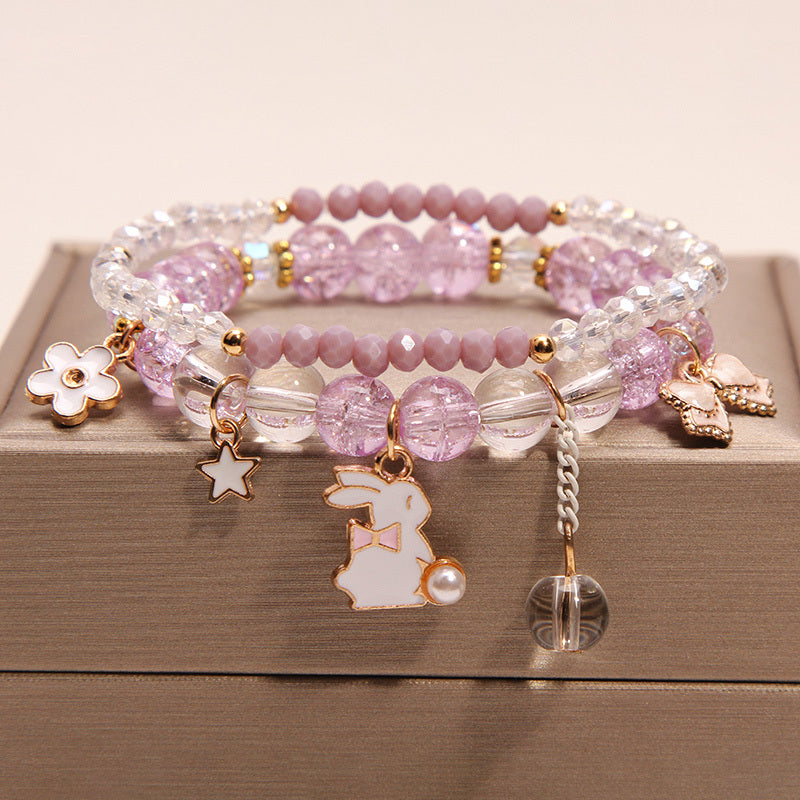 Small And Cute Rabbit Flower Crystal Bracelet Bracelet
