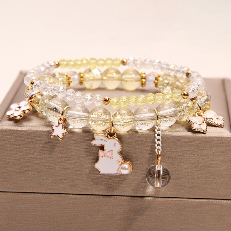 Small And Cute Rabbit Flower Crystal Bracelet Bracelet