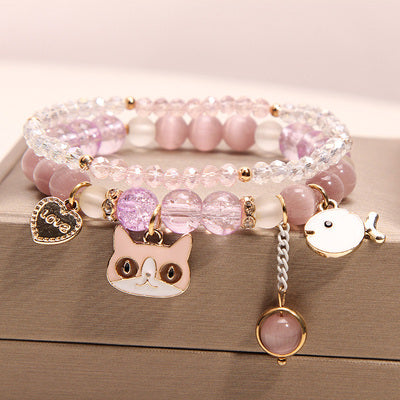Small And Cute Rabbit Flower Crystal Bracelet Bracelet