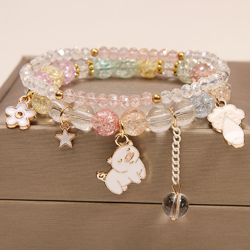 Small And Cute Rabbit Flower Crystal Bracelet Bracelet