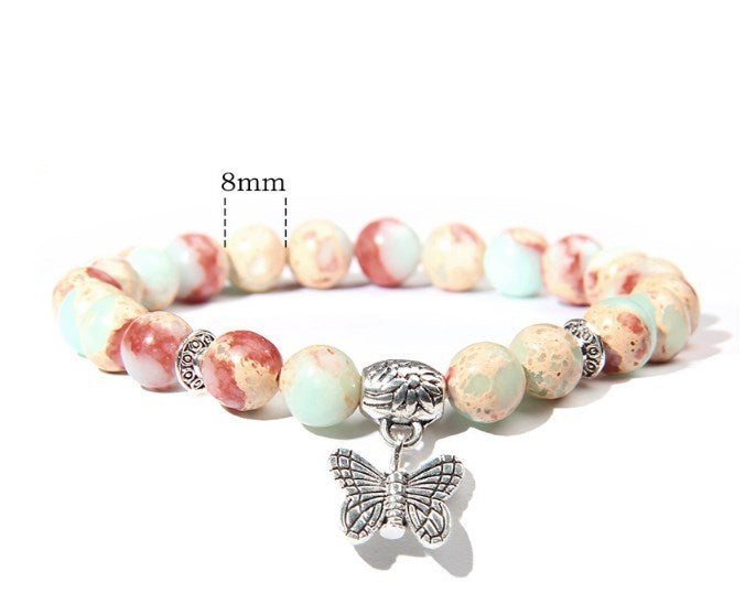 Fashion Butterfly Crystal Stone Yoga Bracelet