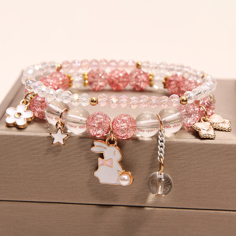Small And Cute Rabbit Flower Crystal Bracelet Bracelet